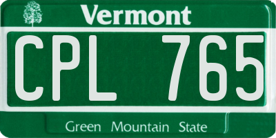 VT license plate CPL765