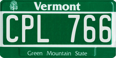 VT license plate CPL766