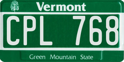 VT license plate CPL768