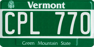 VT license plate CPL770