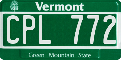 VT license plate CPL772