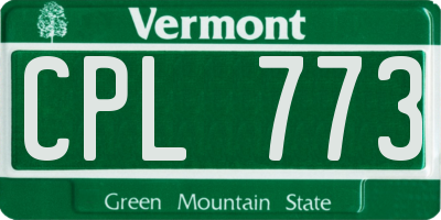 VT license plate CPL773