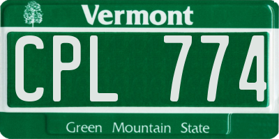 VT license plate CPL774
