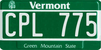 VT license plate CPL775