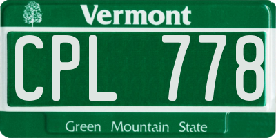 VT license plate CPL778