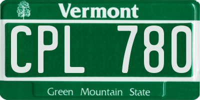 VT license plate CPL780