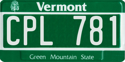 VT license plate CPL781