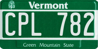 VT license plate CPL782