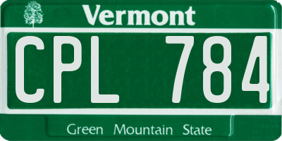 VT license plate CPL784