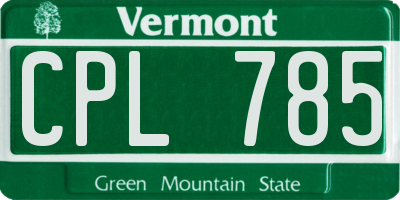 VT license plate CPL785