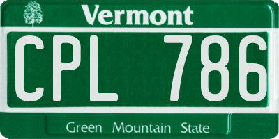 VT license plate CPL786