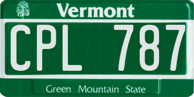 VT license plate CPL787