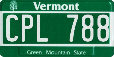 VT license plate CPL788