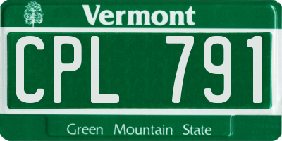 VT license plate CPL791