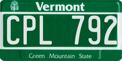 VT license plate CPL792