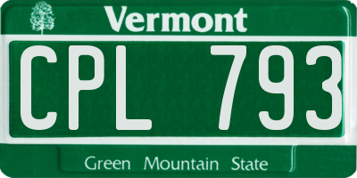 VT license plate CPL793