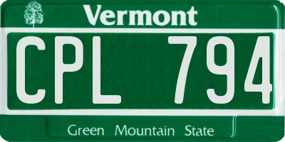 VT license plate CPL794