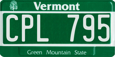 VT license plate CPL795