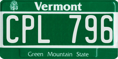 VT license plate CPL796