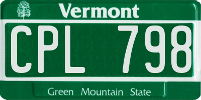 VT license plate CPL798