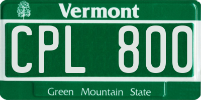 VT license plate CPL800