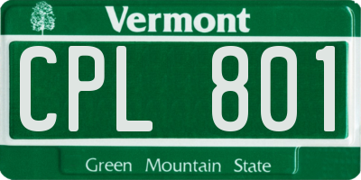 VT license plate CPL801
