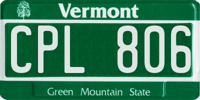 VT license plate CPL806
