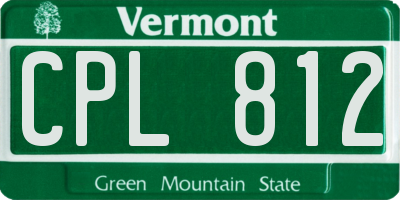 VT license plate CPL812