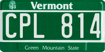 VT license plate CPL814