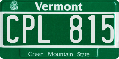 VT license plate CPL815