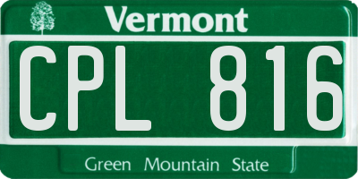 VT license plate CPL816