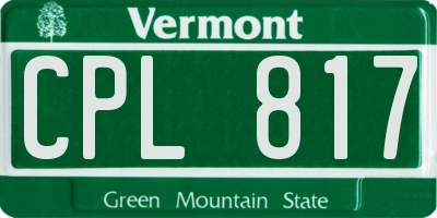 VT license plate CPL817