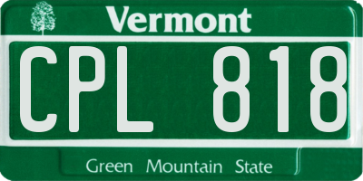 VT license plate CPL818