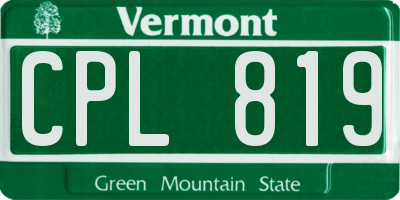 VT license plate CPL819
