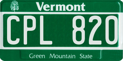 VT license plate CPL820