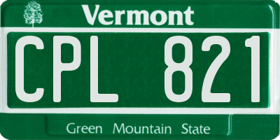 VT license plate CPL821