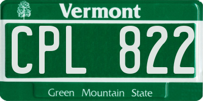 VT license plate CPL822