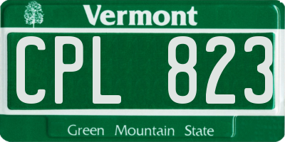VT license plate CPL823
