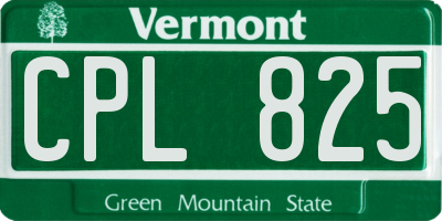 VT license plate CPL825