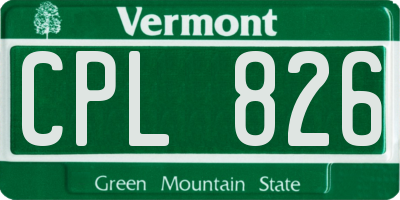 VT license plate CPL826