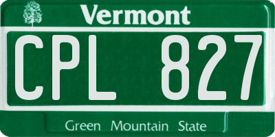 VT license plate CPL827