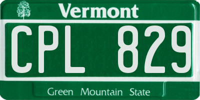 VT license plate CPL829