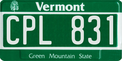 VT license plate CPL831