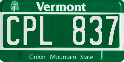 VT license plate CPL837