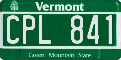 VT license plate CPL841