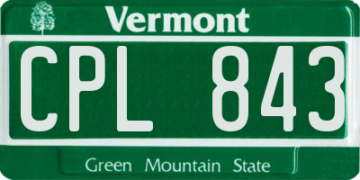 VT license plate CPL843