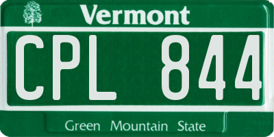 VT license plate CPL844