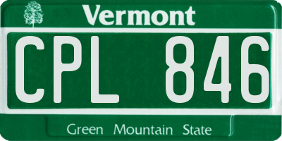 VT license plate CPL846
