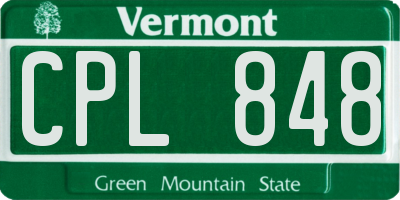 VT license plate CPL848