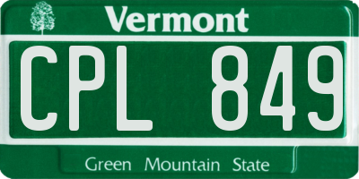 VT license plate CPL849